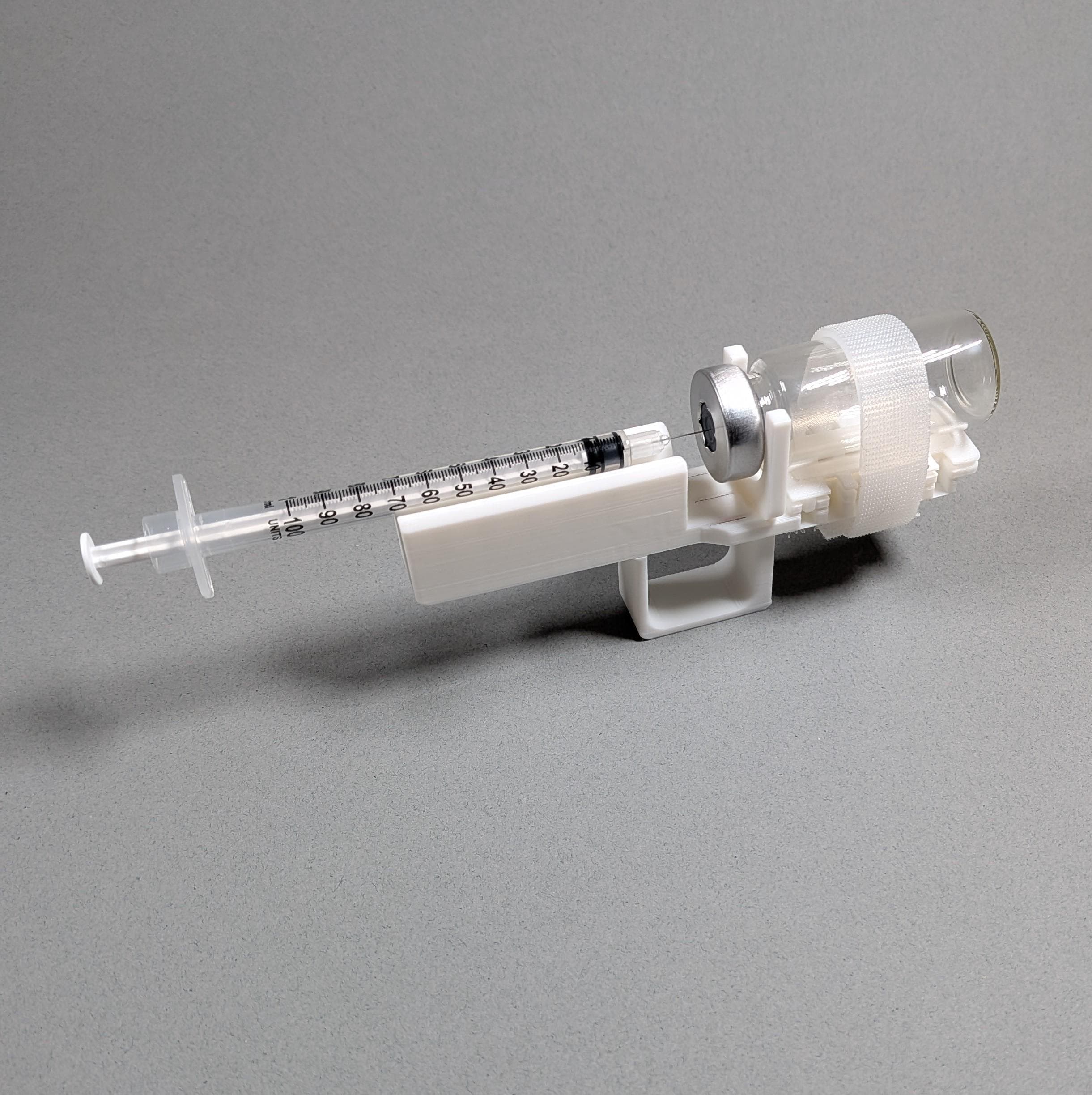 Adjustable Syringe Guide and Vial Holder with User-Friendly Finger Handle for 2 - 10 mL Vials