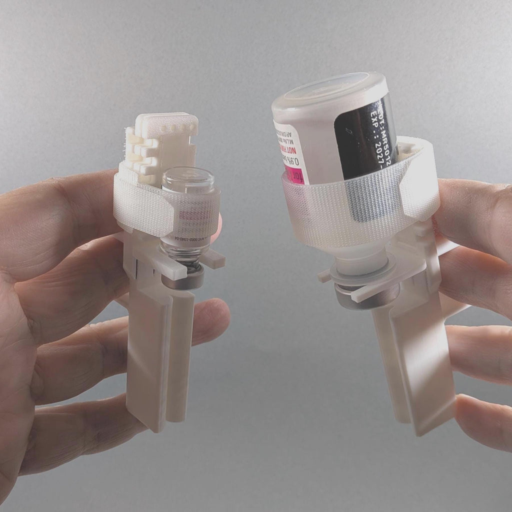 Adjustable Syringe Guide and Vial Holder with User-Friendly Finger Handle for 2 - 30 mL Vials