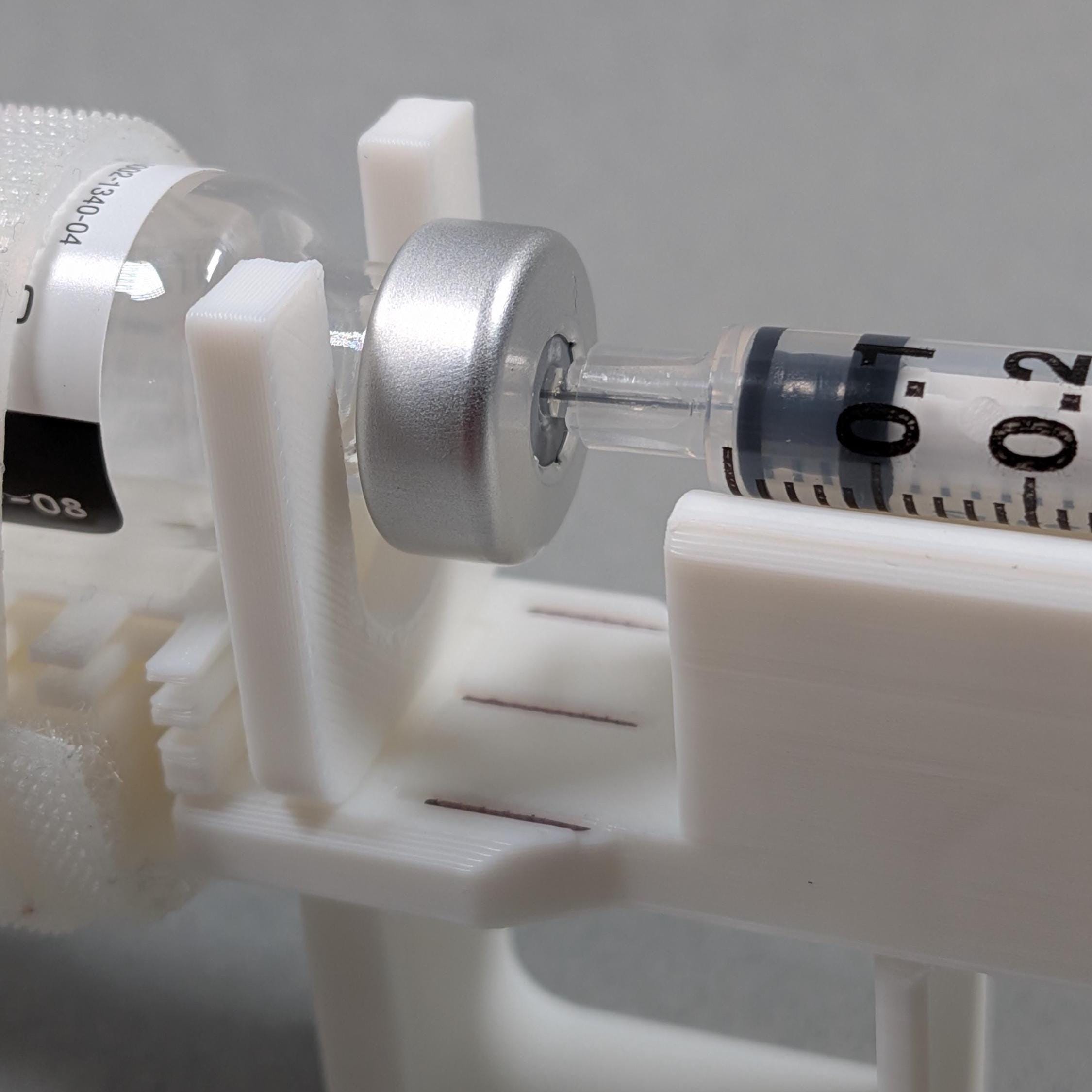 Adjustable Syringe Guide and Vial Holder with User-Friendly Finger Handle for 2 - 30 mL Vials
