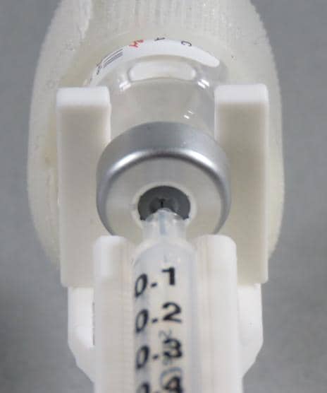 Adjustable Syringe Guide and Vial Holder with User-Friendly Finger Handle for 2 - 10 mL Vials
