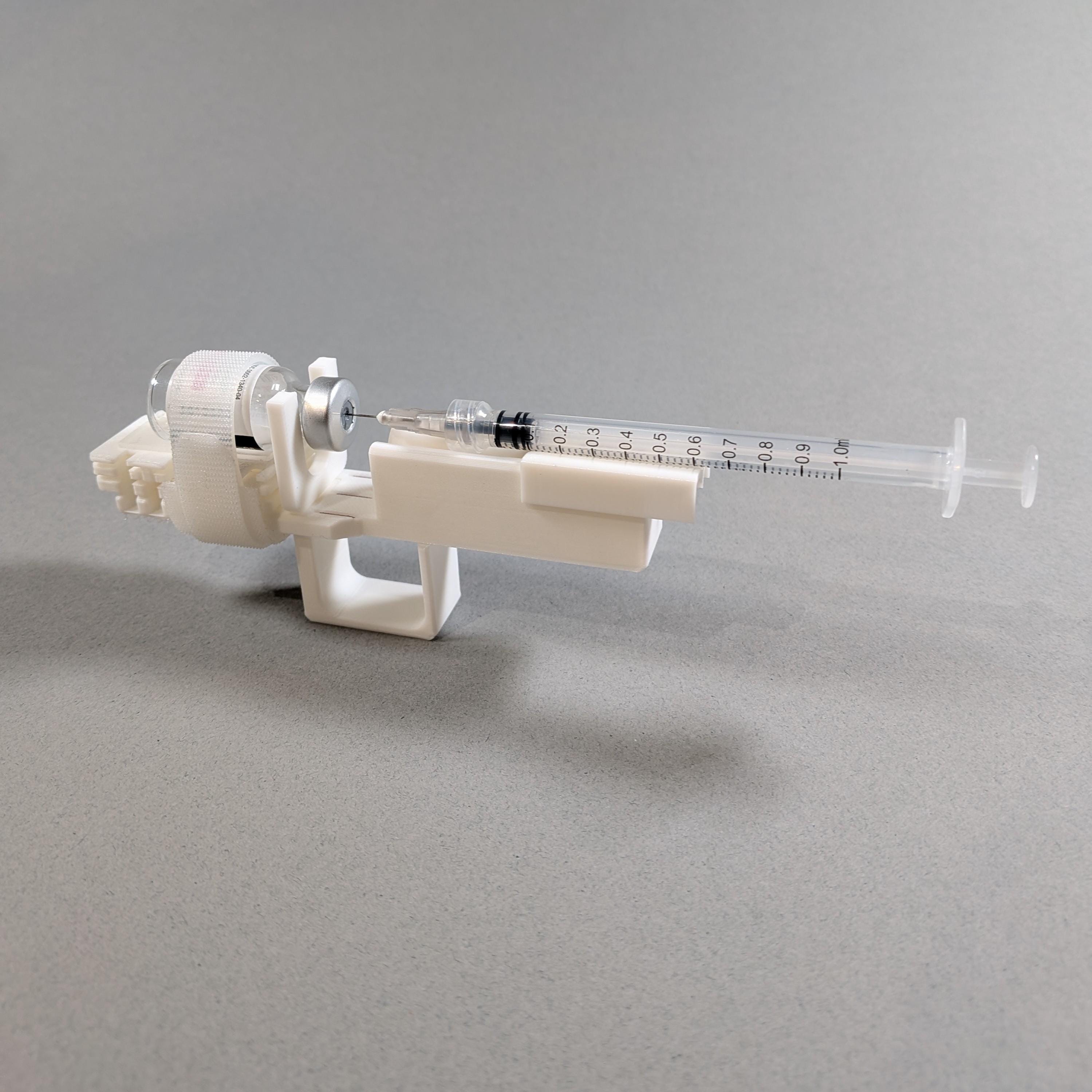 Adjustable Syringe Guide and Vial Holder with User-Friendly Finger Handle for 2 - 30 mL Vials