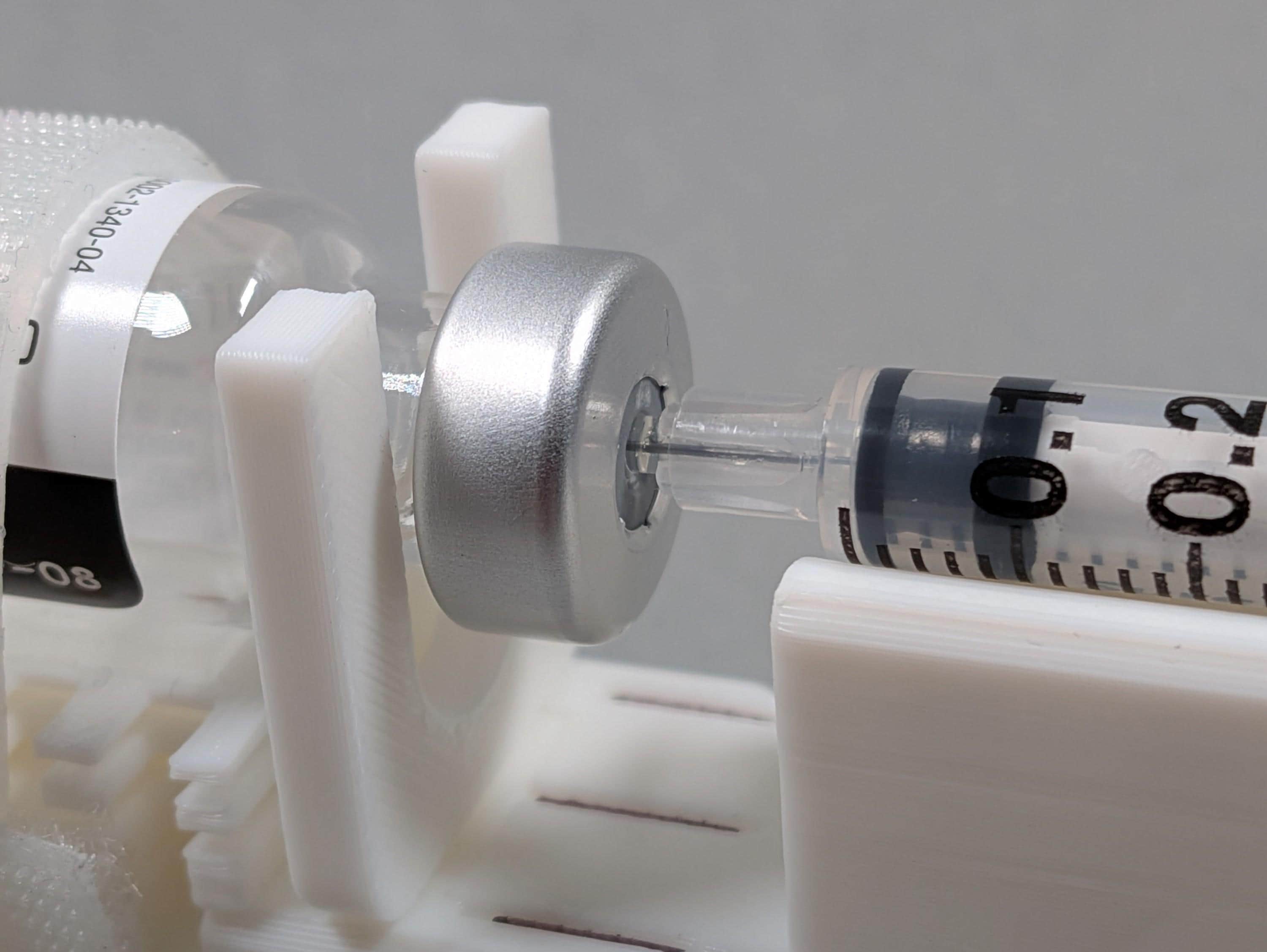 Adjustable Syringe Guide and Vial Holder with User-Friendly Finger Handle for 2 - 10 mL Vials